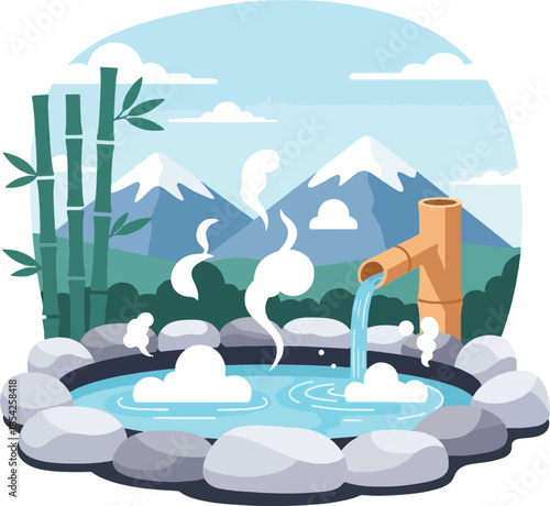 Hot spring water flowing out.