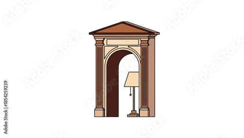  Abstract Bookstore Archway, Evoking American Literary Culture in 3D Fine Line. transparent, svg.