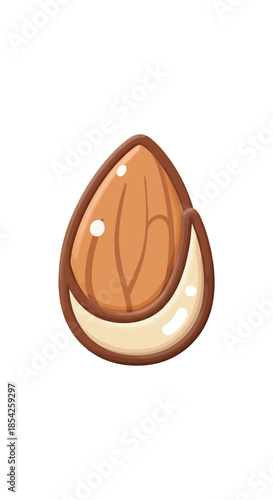 Clean 3D Vector Icon of a Healthy Almond Nut Symbolizing Wholesome Snacking. transparent. svg.
