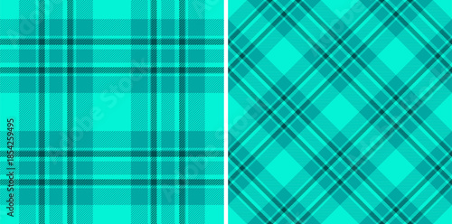 Teal tartan patterns, a classic textile design showcasing symmetry and repetition. Ideal for backgrounds, fashion, or design projects needing a cozy feel.