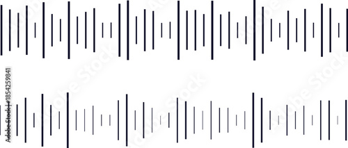 Abstract Digital Audio Spectrum Visualizer Graphic with Dynamic Vertical Bars on White Background