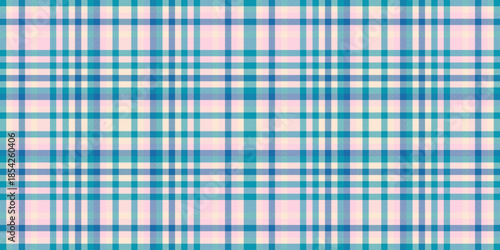 Heritage vector tartan check, birthday background textile fabric. Crossed seamless plaid texture pattern in cyan and antique white colors.