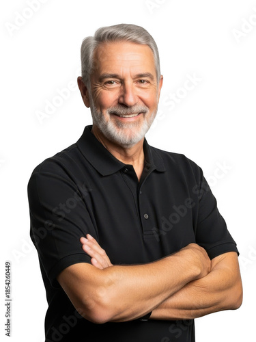 Confident older man smiling isolated on transparent background
