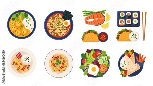 Diverse and Delicious Dishes A Vibrant Collection of Food Illustrations for Culinary Inspiration