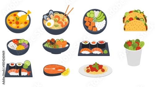 Diverse and Delicious Culinary Delights A Colorful Array of Global Food Favorites