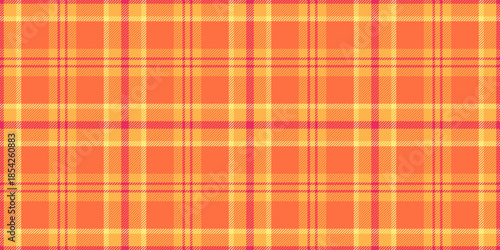 Mexican textile texture vector, swatch plaid tartan pattern. Pure seamless fabric check background in red and amber colors.