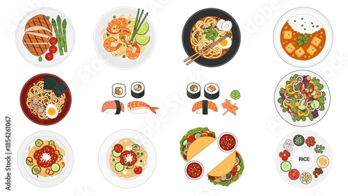 Delicious and Vibrant Assortment of Food Dishes - Perfect for Culinary Inspiration and Meal Planning