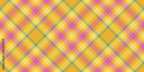 Various seamless plaid textile, internet check tartan texture. Factory fabric background vector pattern in amber and yellow colors.
