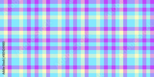 Fibre textile texture plaid, tough seamless background tartan. Content check fabric pattern vector in cyan and purple colors.