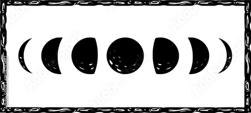 Minimalist Moon Phases Silhouette with Decorative Frame