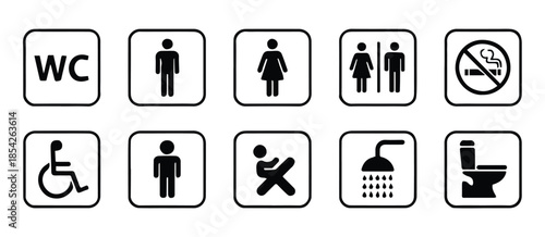 restroom vector icons wc toilet shower baby changing accessibility