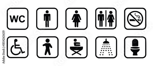 restroom icon set public facility signage accessibility symbols