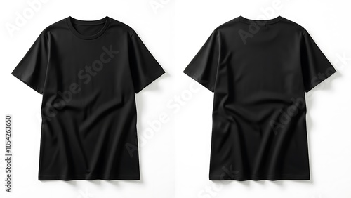 Sleek Minimalist Black Short-Sleeve T-Shirt Front & Back View for Casual Street Style & Fashion Photography
