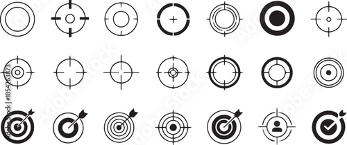target aim and focus icon set concentric rings and marks