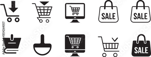 shopping vector icons ecommerce cart basket sale tag interface