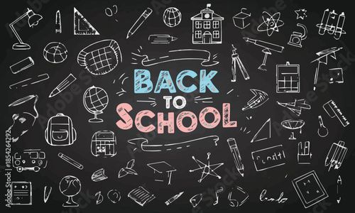 school back to school chalkboard icons education vector set