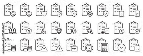checklist vector icons for finance accounting and invoices