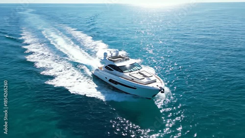 Luxury Yacht Cruising on the Open Sea - A Thrilling Adventure.