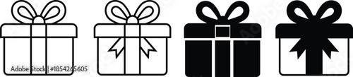 Gift box icons for packaging and presents, line style