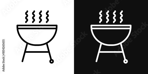 Grill icons - editable stroke vector illustration
