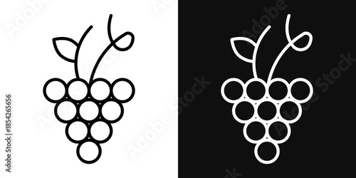 Grape icons - editable stroke vector illustration