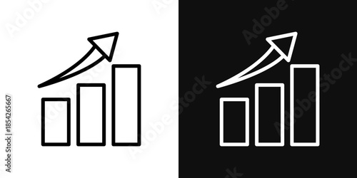 Growing profit icons - editable stroke vector illustration