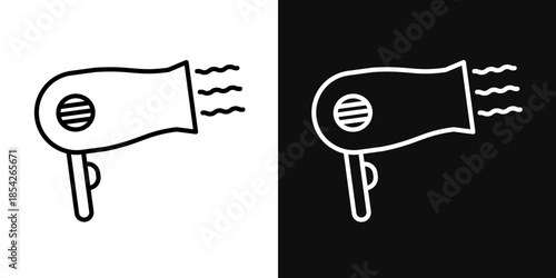 Hair dryer icons - editable stroke vector illustration