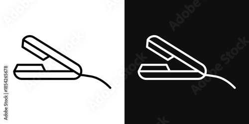 Hair straightener icons - editable stroke vector illustration