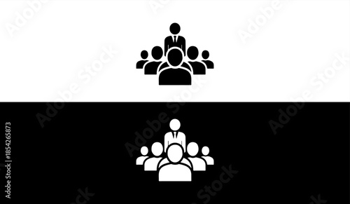 Leadership and teamwork concept with businessman and employees