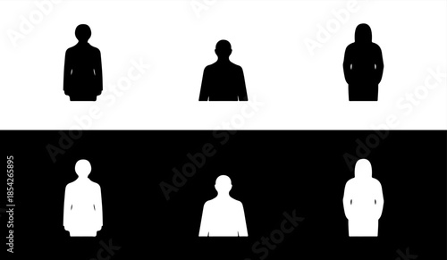 Silhouette of people standing in different poses