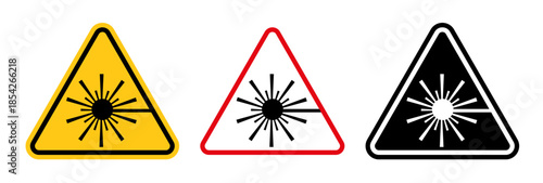 Laser warning icons - editable stroke vector illustration