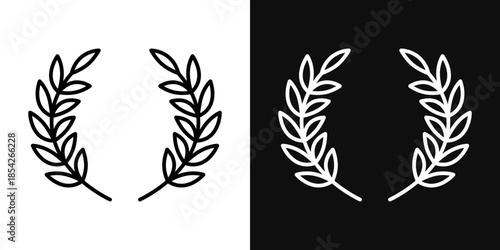 Laurel wreath icons - editable stroke vector illustration