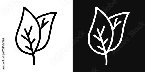 Leafs icons - editable stroke vector illustration