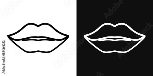 Lips icons - editable stroke vector illustration