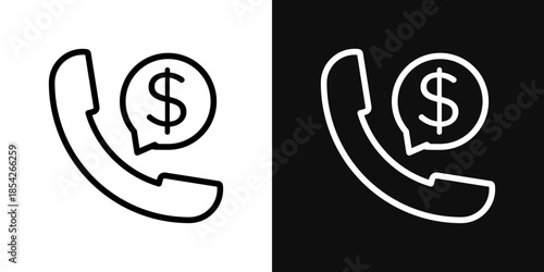 Loan call icons - editable stroke vector illustration