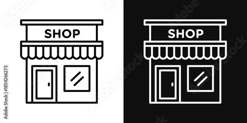 Local store icons - editable stroke vector illustration