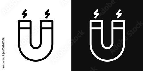 Magnet icons - editable stroke vector illustration