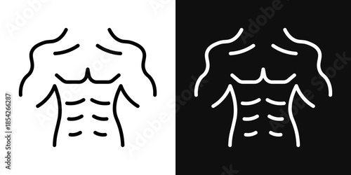 Male torso icons - editable stroke vector illustration