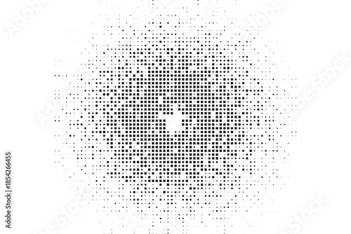 Square Pixel Halftone Circular Burst With Soft Fade Center Modern Vector Illustration