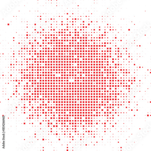 Canvas Print Abstract Red Square Halftone Circular Gradient Pattern Modern Background Vector