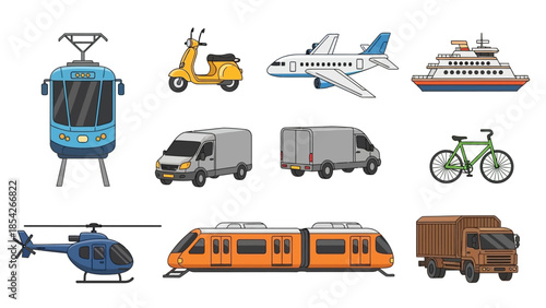 Diverse Transportation Collection A Variety of Vehicles for Travel and Movement