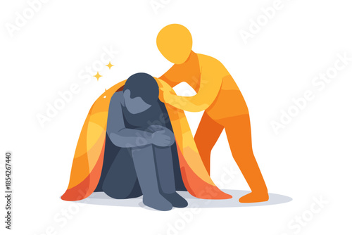 Emotional support and helping depressed person concept