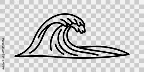 Simple black line drawing of a wave