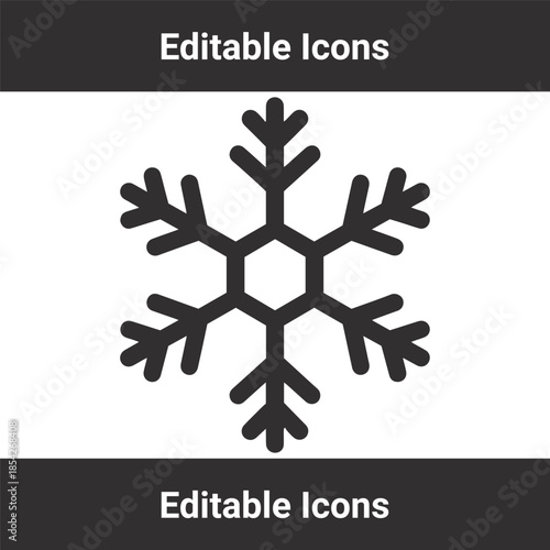 Snowflake icon representing winter season and cold weather in a flat vector style.
