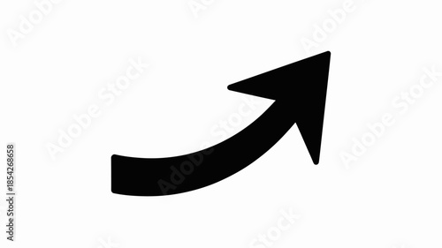 Wallpaper Mural Black Curved Arrow in Simple Design with High Contrast Lighting on White Background for Directional Sign Torontodigital.ca