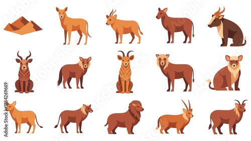 Diverse Set of Antelope Illustrations A Collection of Artistic Animal Representations