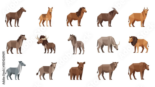 Assortment of Various Mammal Species, Isolated on White Background for Educational Purposes