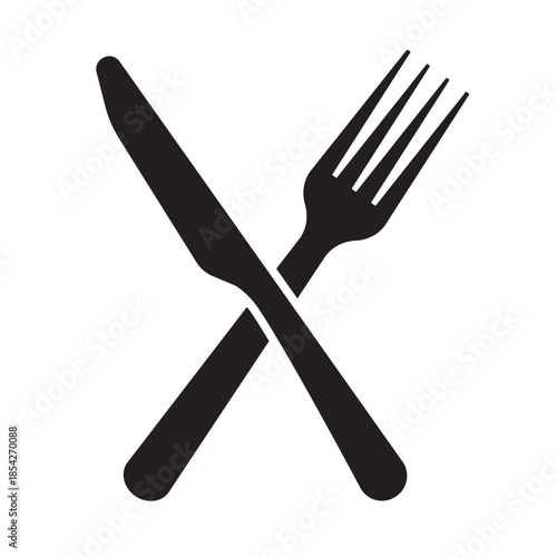  fork knife spoon icon set, dining tableware silhouette, restaurant food service symbol, minimal kitchen utensils vector illustration