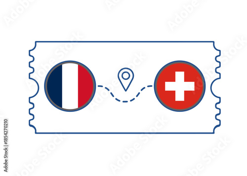 France – Switzerland International Travel Route vector ticket
Vector ticket route between countries
