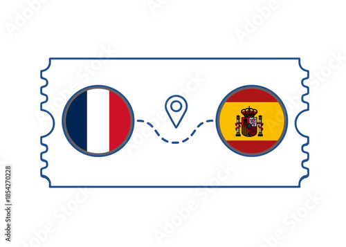 France – Spain International Travel Route vector ticket
Vector ticket route between countries